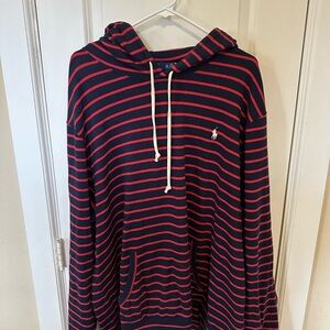 Ralph Lauren Men's Striped Hoodie in Navy and Red